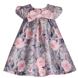 Bonnie Baby Pink and Gray Dress with Bow